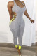 Grey Fashion Casual Solid Sleeveless O Neck Jumpsuits