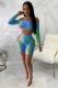 Blue Sexy Fashion Print Tie Dye Patchwork asymmetrical Straight Long Sleeve