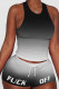 Black Fashion Active Letter Two Piece Suits pencil Sleeveless Two Pieces