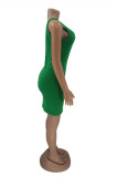 Purple Sexy Casual Letter Hot Drill U Neck Vest Dress