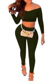 White Fashion Sexy Adult Solid Patchwork Bateau Neck Long Sleeve Regular Sleeve Short Two Pieces