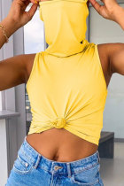 Yellow White Red Black Grey Pink Khaki Yellow Royal blue Fruit green rose red purple Sky Blue Turtleneck Sleeveless Patchwork Solid Slim fit Tops
