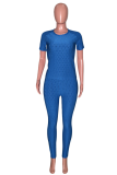 Black Casual Solid Patchwork O Neck Short Sleeve Two Pieces