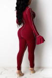 Black Fashion Sexy Solid Patchwork V Neck Skinny Jumpsuits