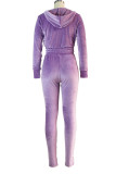 White Sexy Gradual Change Solid Patchwork Hooded Collar Long Sleeve Regular Sleeve Short Two Pieces