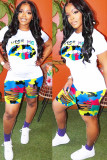 Camouflage Milk Silk Fashion Sexy adult Ma'am Camouflage Two Piece Suits pencil Short Sleeve Two Pieces