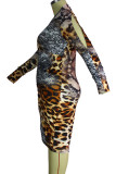 Black Sexy Milk Fiber Print V Neck Pencil Skirt Plus Size 