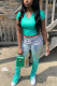 Green Milk Silk Fashion Sexy adult Ma'am Print Two Piece Suits pencil Short Sleeve Two Pieces