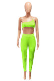 Pink Fashion adult Street Patchwork Solid Two Piece Suits Skinny Sleeveless Two Pieces