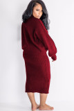 Grey Sexy Solid Two Piece Suits pencil Long Sleeve