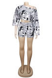 White Celebrities Fashion adult Two Piece Suits Patchwork Letter Print pencil Half Sleeve