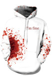 Red Fashion Street Adult Print Patchwork Pullovers Hooded Collar Outerwear