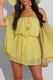 Yellow Fashion Casual Solid Backless Off the Shoulder Regular Romper
