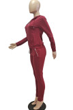 Blue Fashion adult Ma'am Street Solid Two Piece Suits pencil Long Sleeve Two Pieces