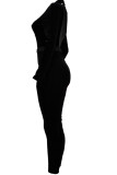 Black Green Sexy Solid Long Sleeve O Neck 