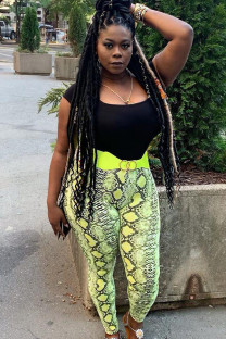 Fluorescent Yellow Sexy serpentine Pattern Plus Bottoms