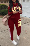 Army Green Fashion Casual Turtleneck Long Sleeve Regular Sleeve Letter Print Plus Size Set