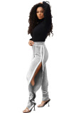 Black Elastic Fly Mid Solid Draped Loose Pants Pants