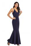 Red Fashion adult Sexy Spaghetti Strap Sleeveless Slip Slim Dress Floor-Length Patchwork Solid