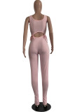 Red Fashion Casual bandage Solid Sleeveless O Neck Jumpsuits