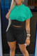 Cyan Street Solid Patchwork O Neck Short Sleeve Two Pieces