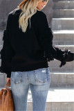 Black Fashion Casual Tassel Long Sleeve Sweater