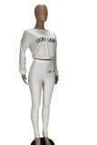 Black Fashion Casual Pit Article Fabrics Letter Embroidered Boat Neck Two Pieces