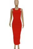 Black Elegant Solid Patchwork Fold Square Collar Pencil Skirt Dresses
