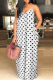 White Black Sexy Print Patchwork Spaghetti Strap Straight Dresses