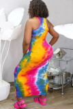 Pink Fashion Sexy Print Plus Size Sleeveless Dress
