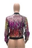 Multi-color zipper Sequins Blazer & Suits &Jacket