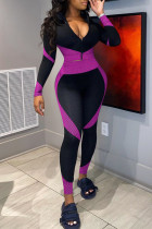 Purple OL Print Long Sleeve Two Pieces