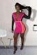 Pink Sexy Fashion Cap Sleeve Long Sleeves V Neck Princess Dress Mini asymmetrical Patchwork Mes