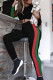 Black Casual Sportswear Patchwork Basic Hooded Collar Long Sleeve Two Pieces