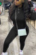 Black Fashion Casual Adult Solid Patchwork O Neck Skinny Jumpsuits
