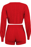 Green Wool Europe and America Solid Two Piece Suits pencil Long Sleeve Two-Piece Short Set
