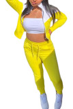 Green Fashion Sportswear Adult Patchwork Solid Patchwork O Neck Long Sleeve Regular Sleeve Regular Two Pieces
