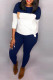 Tibetan Blue Fashion Casual Patchwork Patchwork O Neck Long Sleeve Two Pieces