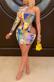 Pink Sexy Letter Hollowed Out O Neck Long Sleeve Dresses