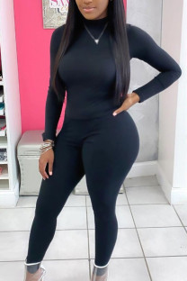 Black Milk Silk Fashion Active adult Ma'am Solid Two Piece Suits pencil Long Sleeve Two Pieces