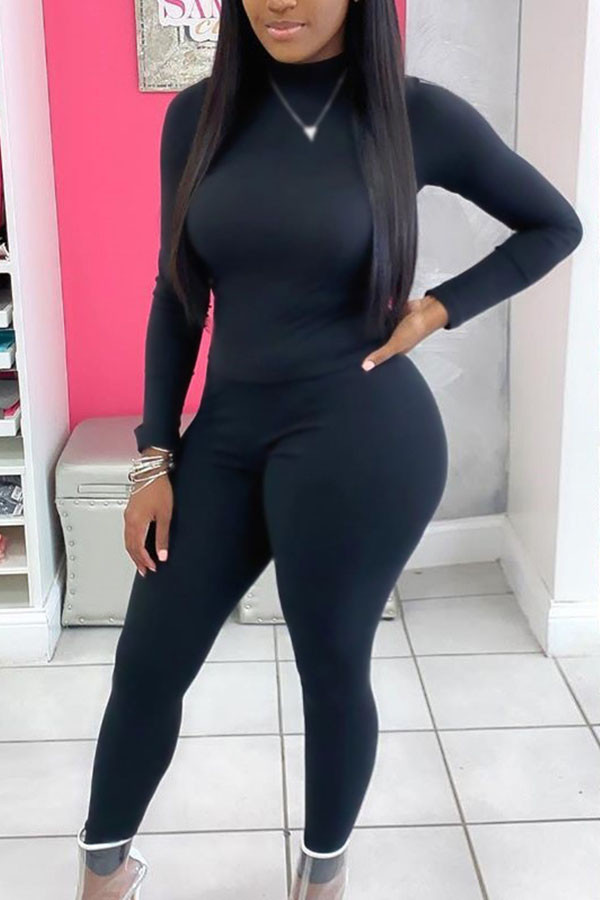 Black Milk Silk Fashion Active adult Ma'am Solid Two Piece Suits pencil Long Sleeve Two Pieces