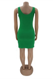 Purple Sexy Casual Letter Hot Drill U Neck Vest Dress