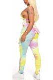 colour Milk Silk Fashion adult Ma'am Street Tie Dye Two Piece Suits pencil Sleeveless Two Pieces