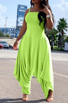 Yellow Fashion Sexy Patchwork Solid Sleeveless Slip Jumpsuits
