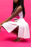 Pink Sexy Casual Letter Print Vests U Neck Sleeveless Two Pieces