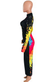 Turquoise Street O Neck Print scrawl Pattern Plus Size