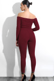 Light Gray Sexy Solid bandage Patchwork Long Sleeve V Neck Jumpsuits