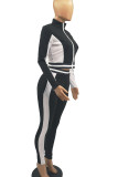 Khaki Fashion Solid Patchwork Zipper Collar Long Sleeve Two Pieces