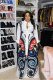 White Sexy Fashion Long Sleeves V Neck Floor-Length Patchwork 