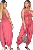 Black Fashion Sexy Solid bandage Backless Slip Jumpsuits